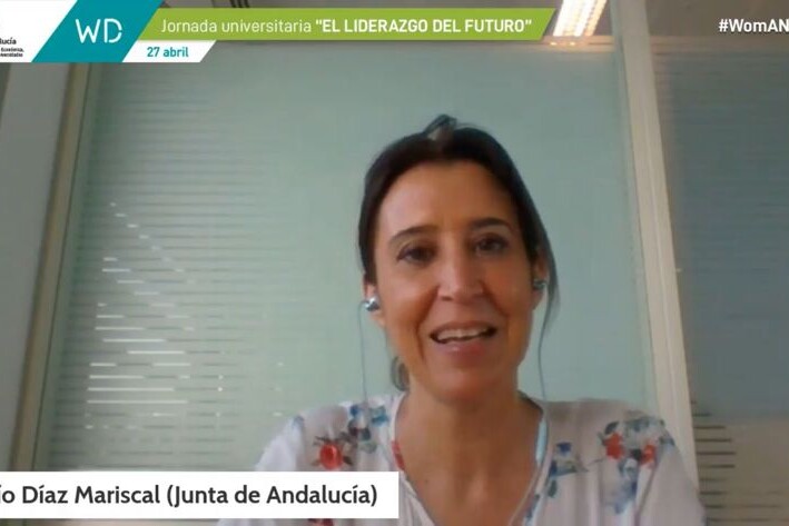Captura de videoconferencia con Rocío Díaz Mariscal