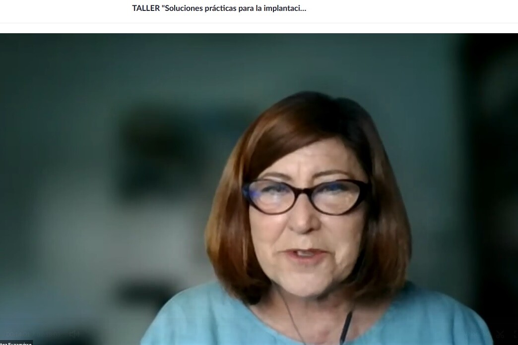 Captura de la videoconferencia donde aparece Lucía Benítez Eyzaguirre