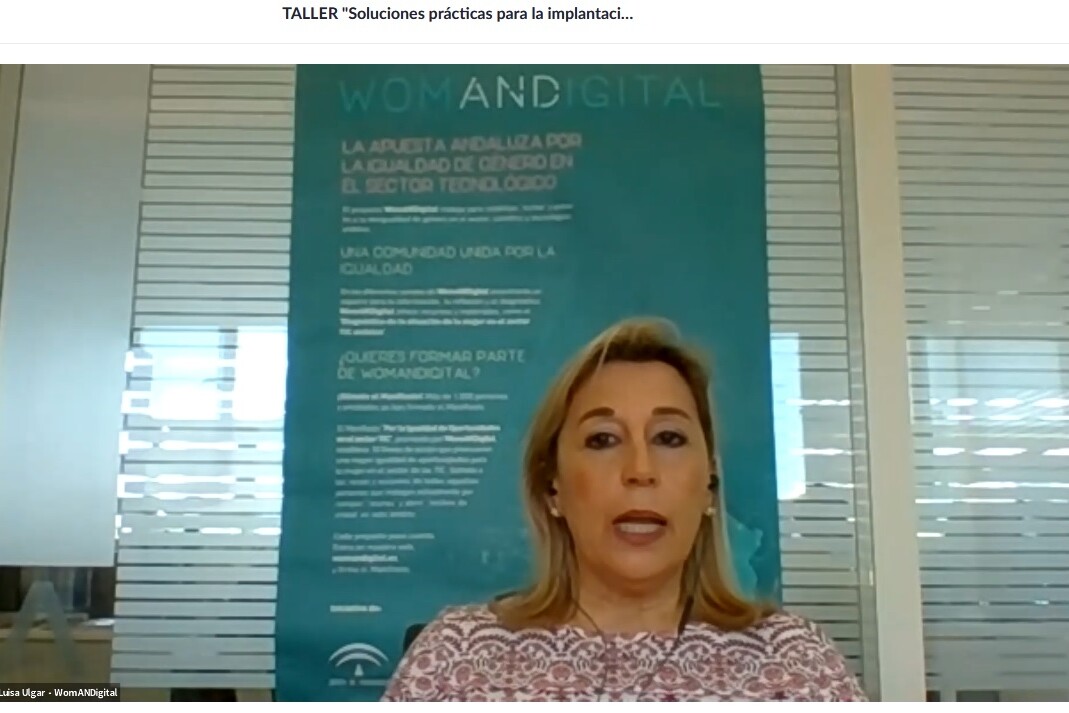 Captura de la videoconferencia donde aparece María Luisa Ulgar