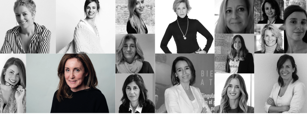 Mosaico fotográfico de diferentes mujeres emprendedoras y empresarias digitales